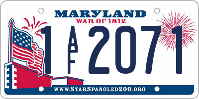 MD license plate 1AF2071