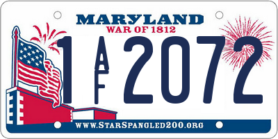 MD license plate 1AF2072