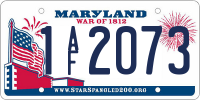 MD license plate 1AF2073