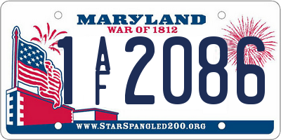 MD license plate 1AF2086