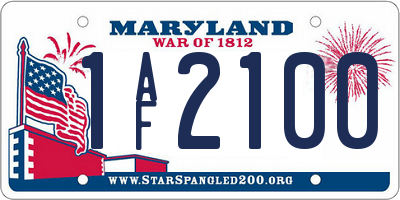 MD license plate 1AF2100