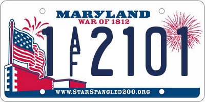 MD license plate 1AF2101