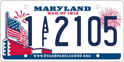 MD license plate 1AF2105