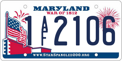 MD license plate 1AF2106