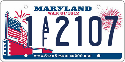 MD license plate 1AF2107