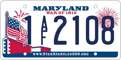 MD license plate 1AF2108