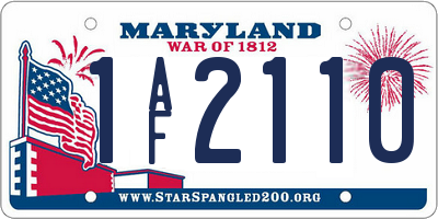 MD license plate 1AF2110
