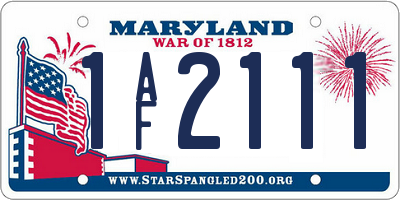 MD license plate 1AF2111