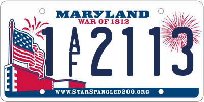 MD license plate 1AF2113