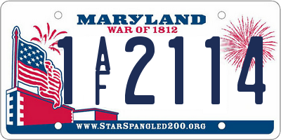 MD license plate 1AF2114