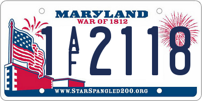 MD license plate 1AF2118