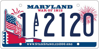 MD license plate 1AF2120