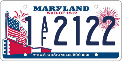 MD license plate 1AF2122