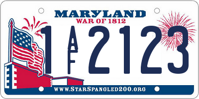 MD license plate 1AF2123