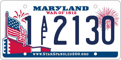 MD license plate 1AF2130
