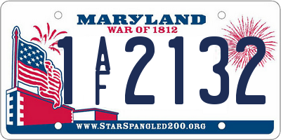 MD license plate 1AF2132