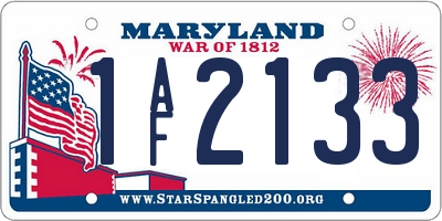 MD license plate 1AF2133