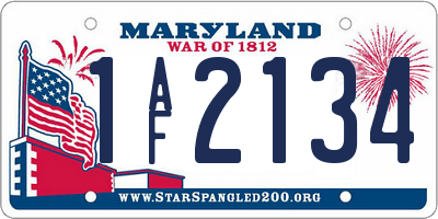 MD license plate 1AF2134