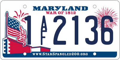 MD license plate 1AF2136