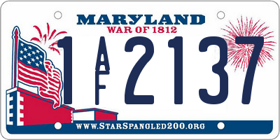 MD license plate 1AF2137