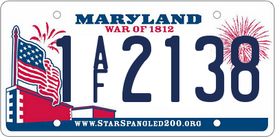 MD license plate 1AF2138