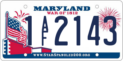 MD license plate 1AF2143