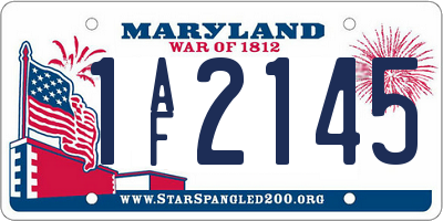 MD license plate 1AF2145