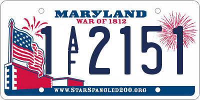 MD license plate 1AF2151