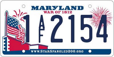 MD license plate 1AF2154