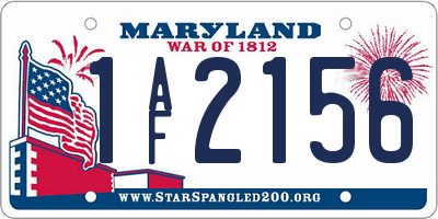 MD license plate 1AF2156