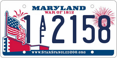 MD license plate 1AF2158