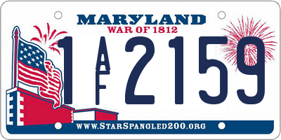 MD license plate 1AF2159