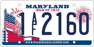 MD license plate 1AF2160