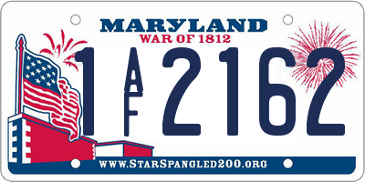 MD license plate 1AF2162