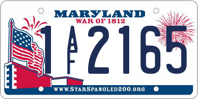MD license plate 1AF2165