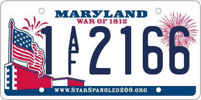 MD license plate 1AF2166