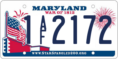 MD license plate 1AF2172