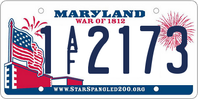 MD license plate 1AF2173