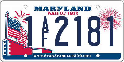 MD license plate 1AF2181