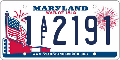 MD license plate 1AF2191
