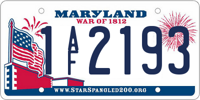 MD license plate 1AF2193