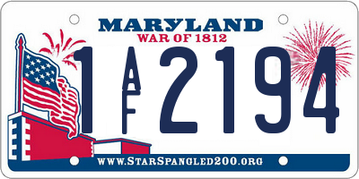 MD license plate 1AF2194