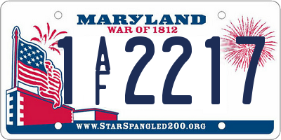 MD license plate 1AF2217