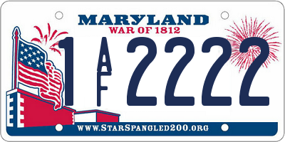 MD license plate 1AF2222
