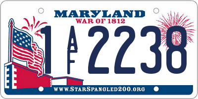 MD license plate 1AF2238