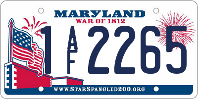 MD license plate 1AF2265