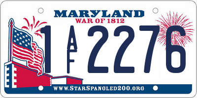 MD license plate 1AF2276