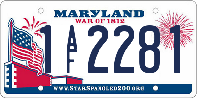MD license plate 1AF2281