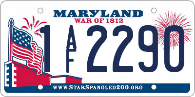 MD license plate 1AF2290