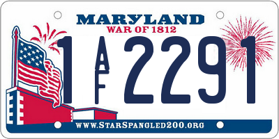 MD license plate 1AF2291